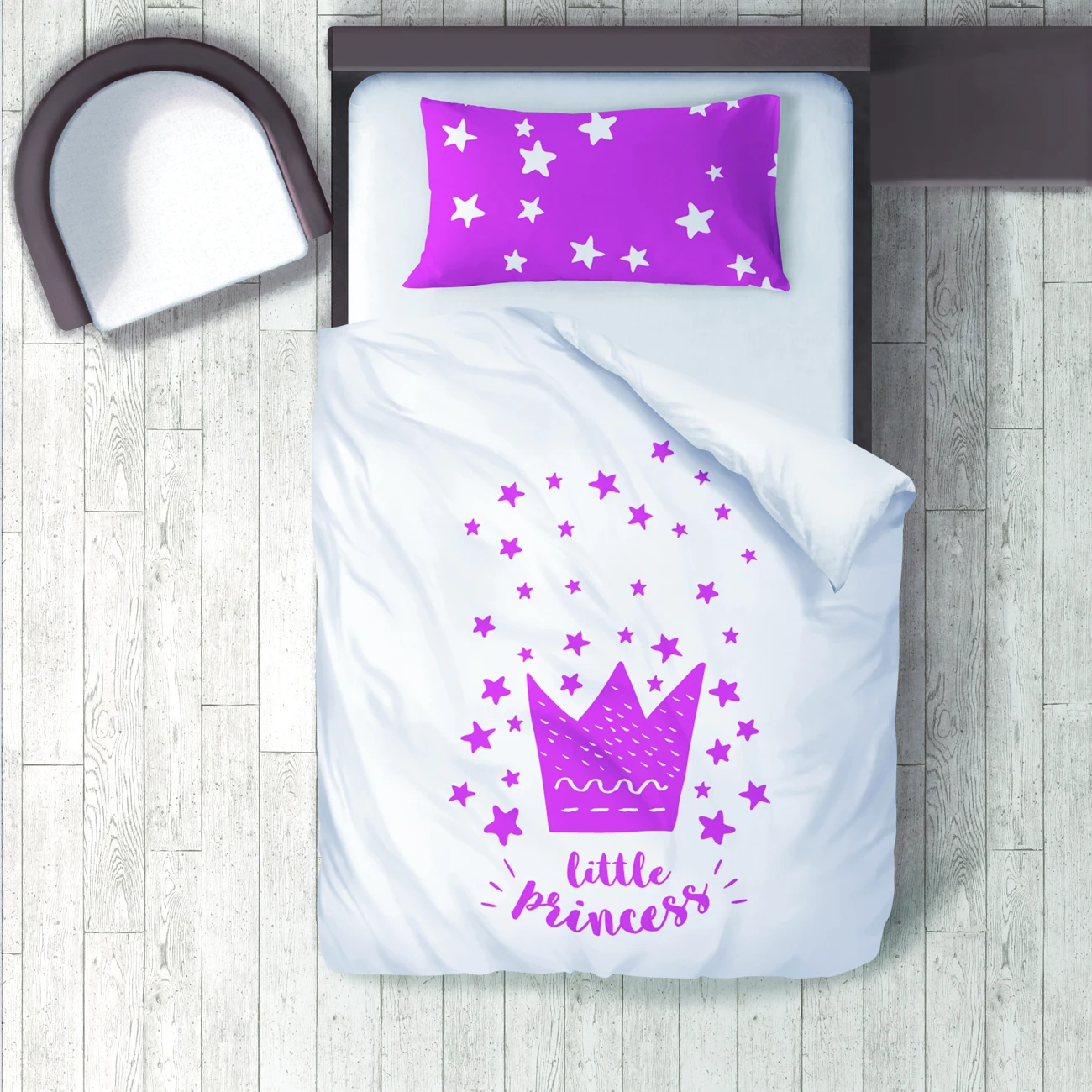 

Duvet Cover Set Bedding Set Pillow Case for Baby and Kids Room 3D Printed White Little Princess Crown Model 235
