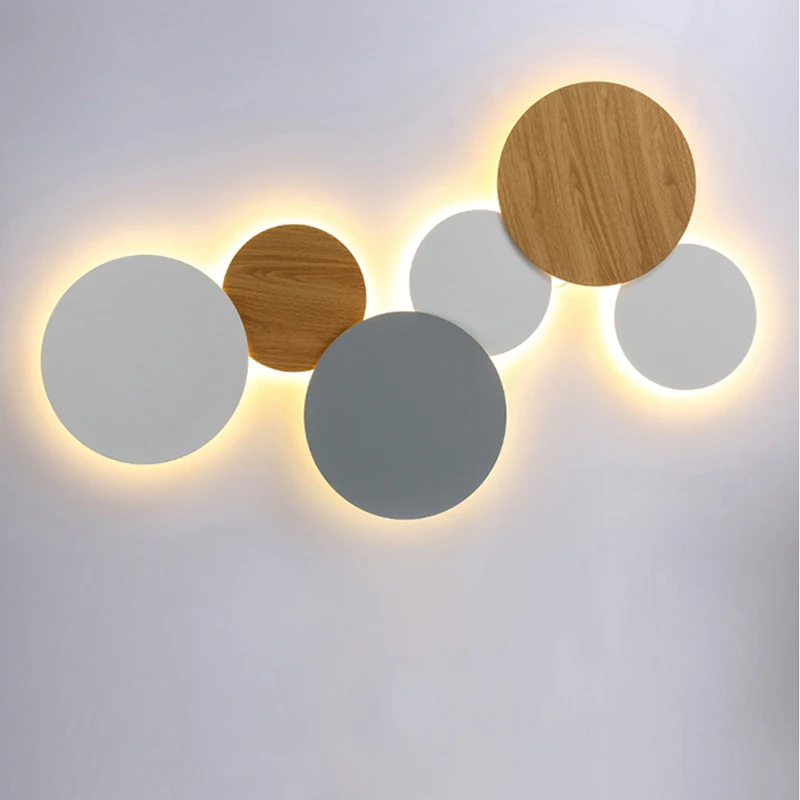 Modern Nordic Round LED Wall Lamps AC100-240V Lovey Home Decor Metal Wall Sconce Light Fixtures For Living Room Bedroom Hallway