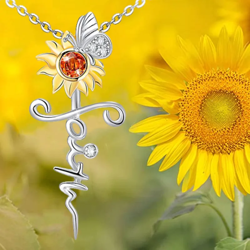 Fashion Income Number Sunflower Necklace Delicate Sunflower Follows the Sun's Direction Represents New Hope and Lucky Pendant