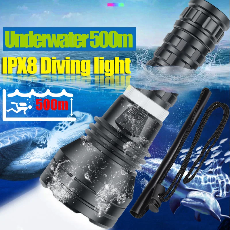 Powerful 15000LM XHP70.2 LED Scuba Diving Flashlight Underwater Fishing Torch 26650 Waterproof XHP70 Dive Lamp Lantern Light