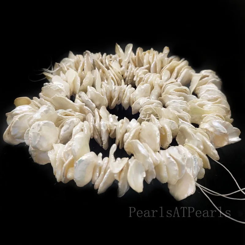 

16 inches 12-20mm White Side Drilled Keshi Baroque Pearl Loose Strand