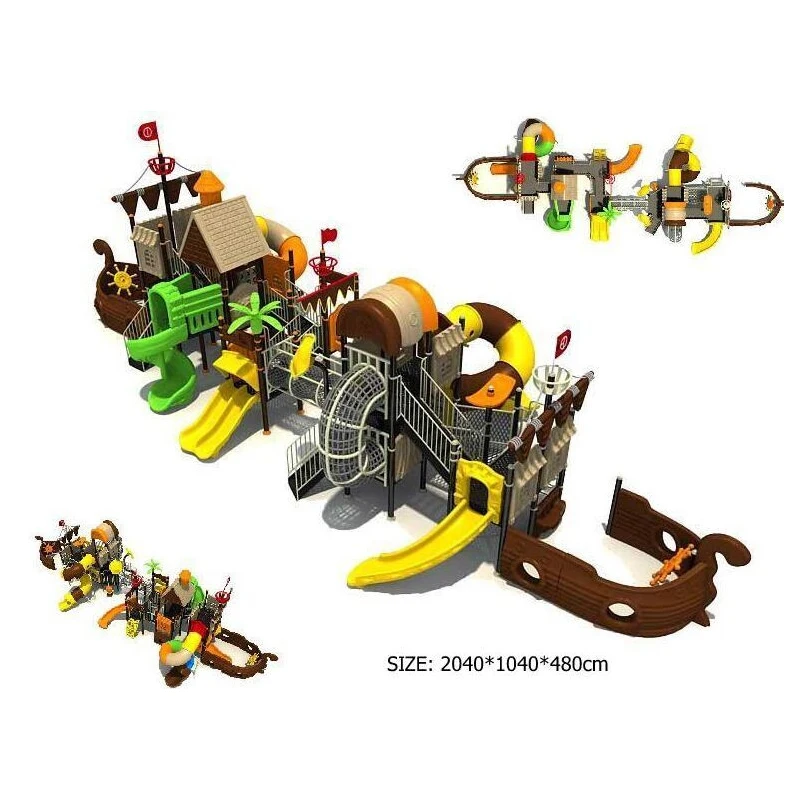 Fantastic Large Pirate Ship Children Playground Equipment EU Standard Outdoor Play Set HZ-51124a