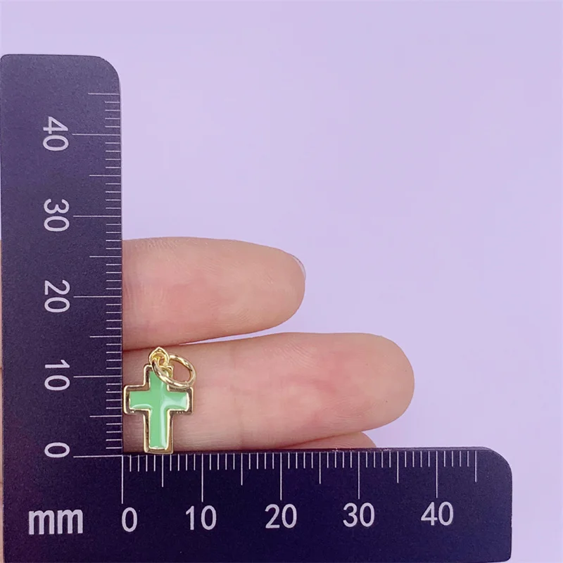 5pcs Enamel Brass Gold Plated Cross Pendant Charms 9x14mm Accessories For Making Necklace Bracelet Decorations