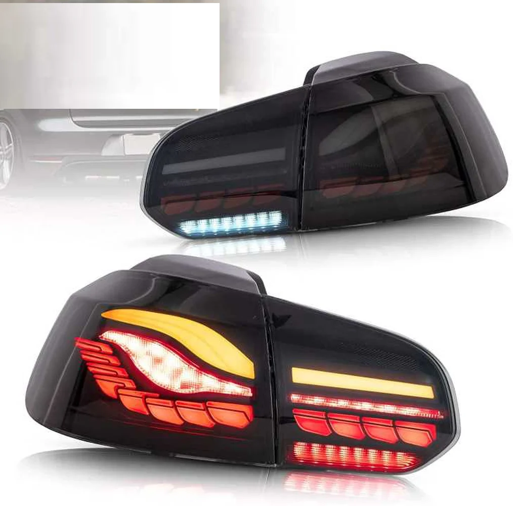 

Taillight Assembly For Volkswagen Golf 6 Dragon LED Smoke Style LED Running Light Turn Signal LED Taillight High Quality Black