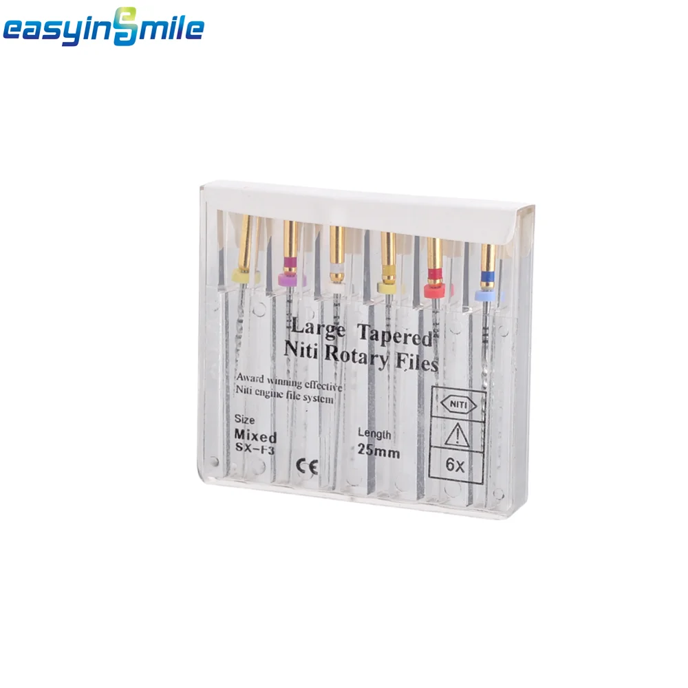 EASYINSMILE Endodontic NITI Large Tapered Rotary Files SX-F3 Assorted 25MM Endo Files Dental Engine File Tips for Motor Use