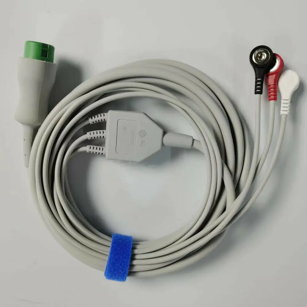 Original FOR Mindray 040-000965-00 12-pin 3-lead Integrated ECG Cable AHA Snap-on EA6231B