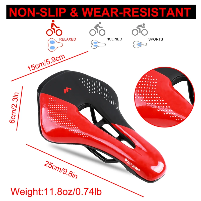 WEST BIKING Bicycle Saddle Seat Road Mountain Bike Cushion For Men Women PU Leather Shockproof Racing Saddle MTB Cycling Saddles