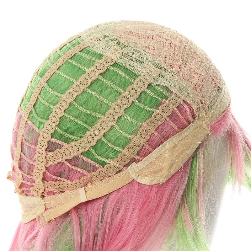 Ebingoo Synthetic Wig Demon Slayer Kanroji Mitsuri Cosplay Wig Long Pink Mixed Green Braid Hair Wig for Halloween Costume  Party