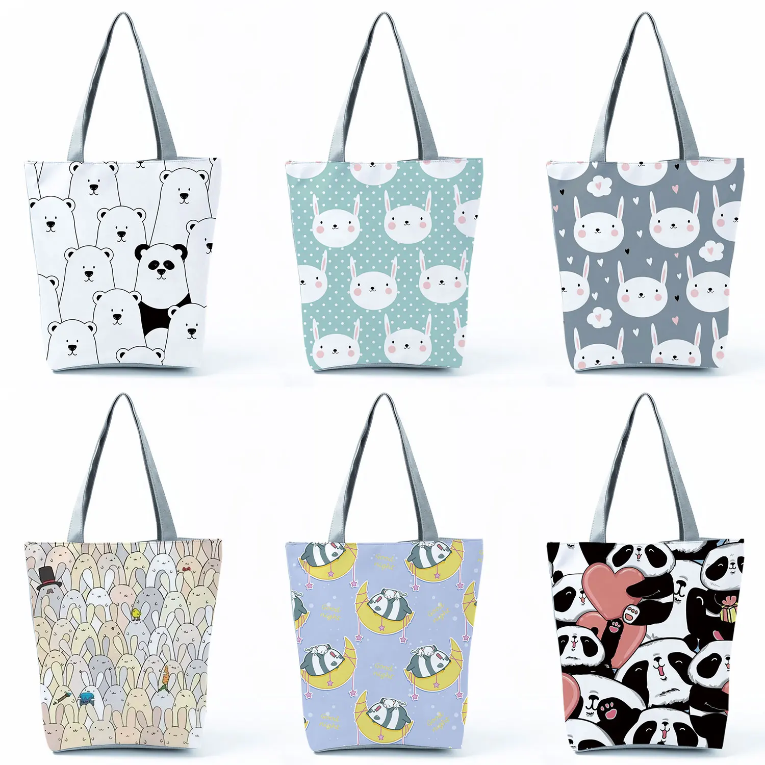 

Hot Sale Women Tote Cute Cartoon Eco Reusable Shopping Bag Animal Casual Large Capacity Shoulder Bags Girl Handbags Dropshipping