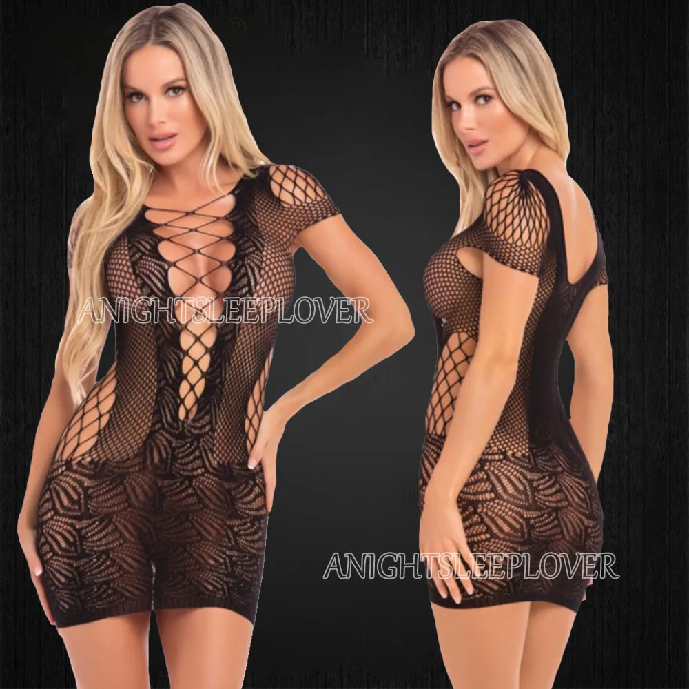 Porno Sexi Women Lingerie Dress Fishnet Hot Vestido Sexy Erotic Underwear Baby Doll Costumes Catsuit Transparent Night Dresses