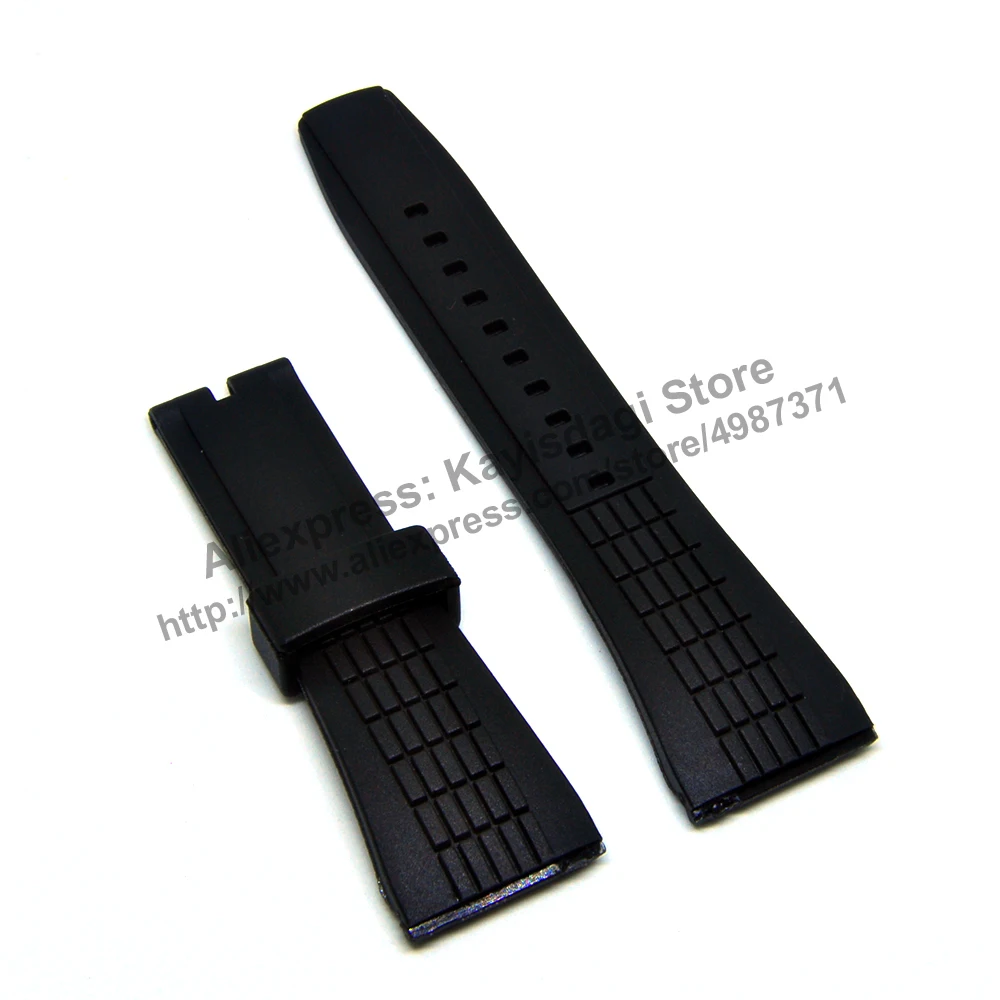 26mm Black Rubber Watch Band Strap Compatible For Seiko Velatura 7T62-0KN0 - SNAE17P1