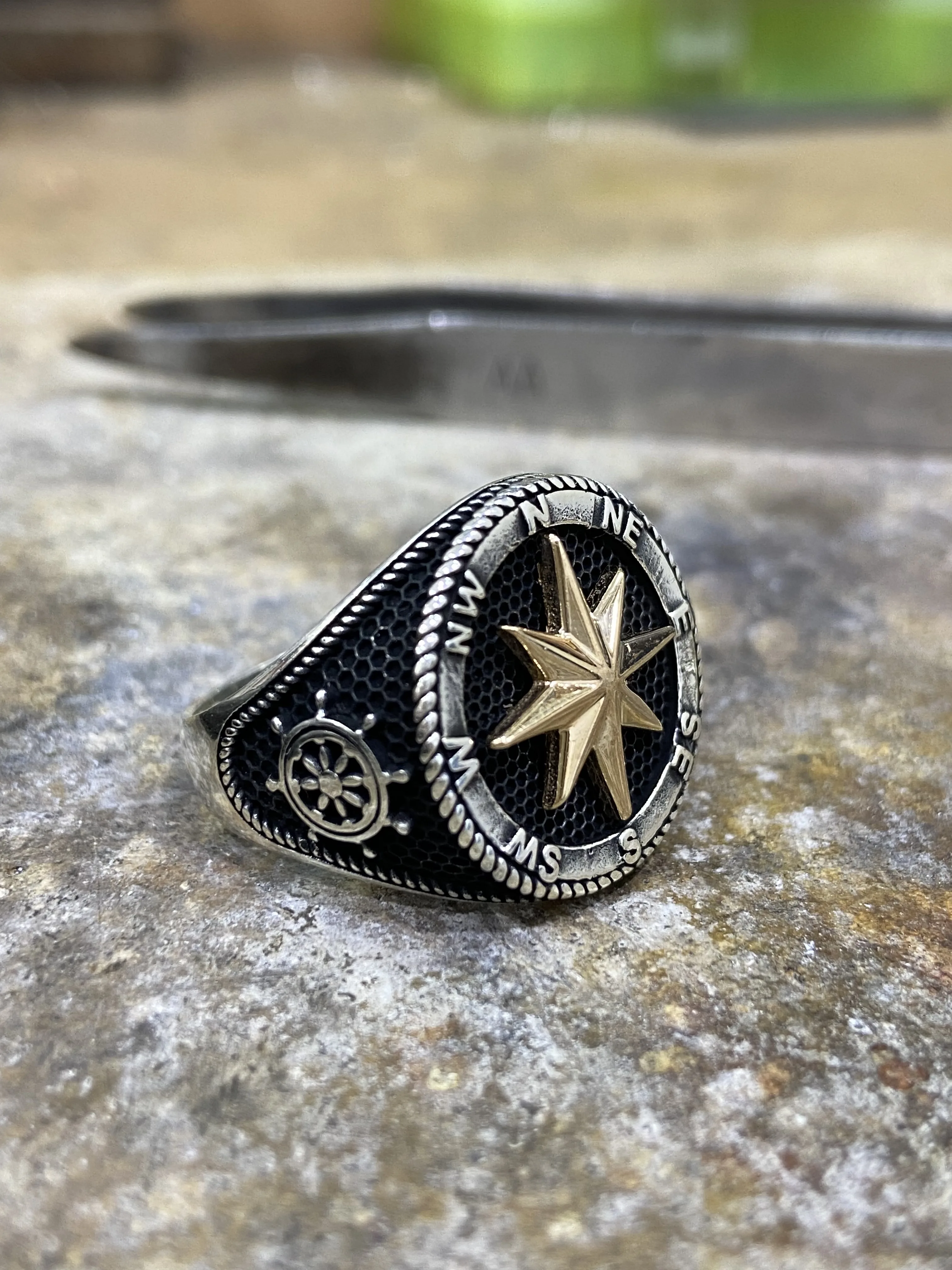 Silver Compass Ring,Sailor Ring,925 Sterling Silver Mens Ring, Compass Ring,Rings for Men, Rings, Silver Jewelry