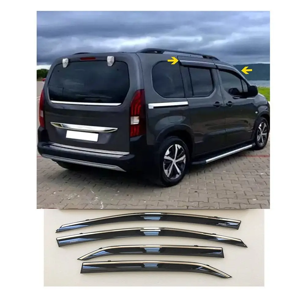 For Peugeot Rifter, Chrome Windshield Spoiler Glass Sunshade 2019 and Up. Stainless Steel and Plexiglass  A+ Quality