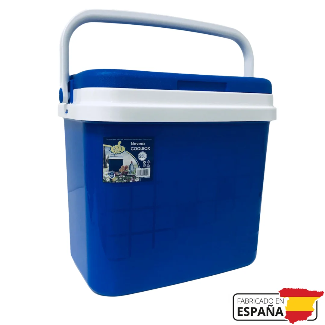 KROWN-portable thermal fridge, blue and white, polypropylene, Ideal for outdoor activities in the garden, Camping, barbecues, picnic, beach. Capacity-10 litres/16 litres/25 litres/32 litres