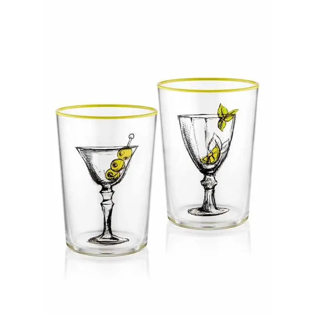 

The Mia Water Glass 2 pcs Set 510 cc Juice Soda Coke Cola Glass Vibrant Color Glass Set