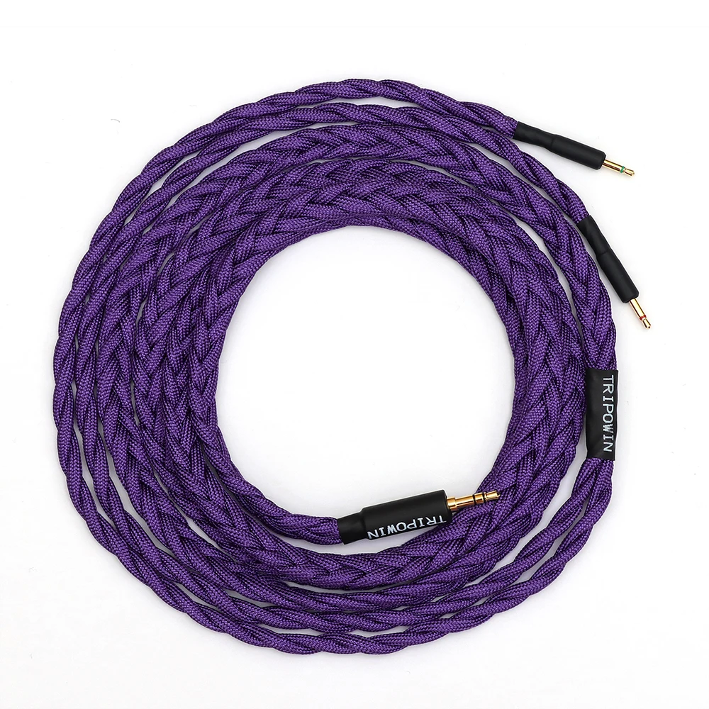 Tripowin GranVia 26AWG 36 Strands x 4 Core Handmade Headphone Replacement Cable for HD650 HD580 HD800 HIFIMAN ANANDA Purple