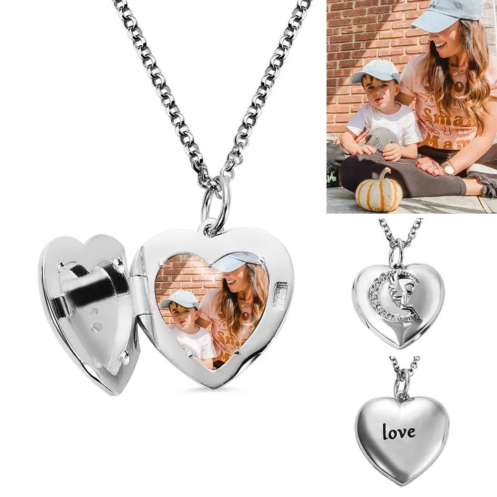 UONNEY Dropshipping Heart Shaped Angel Photo Pendants And Couple Necklaces Decoration Women's Neck Chain Luxury Quality Jewelry