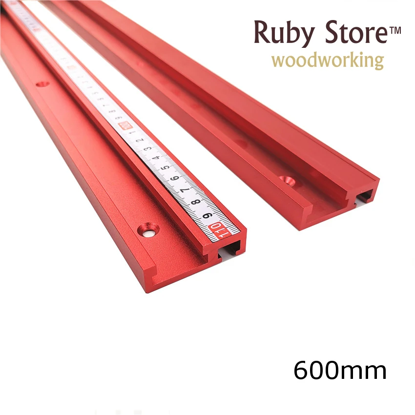 600mm Standard Aluminium T-track 45mm Width with Self Adhesive Metric Scale