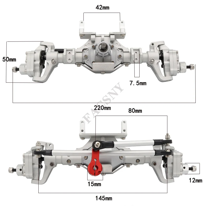 Front Rear Metal Portal Axle CNC Aluminum for 1/10 Crawler Axial SCX10 90046 AX10 RGT 86100 High Clearance Upgrade Parts