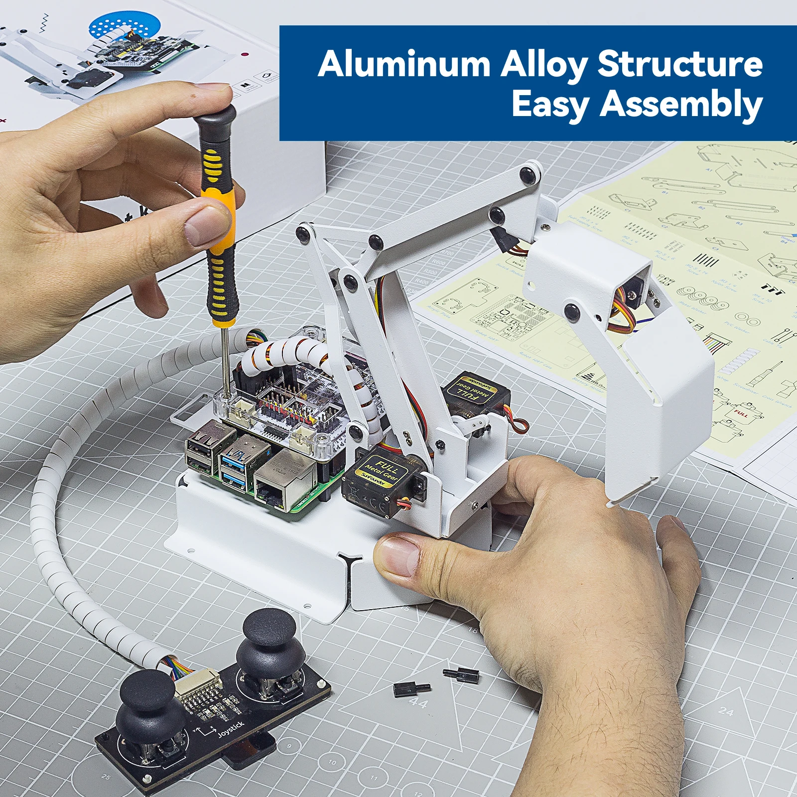 CC SunFounder 4 DOF Robot Arm Kit, Support Graphical Visual Programming, Python, for Raspberry Pi 4B 3B+ 3B