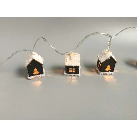 Wooden Snowy House Light Chain