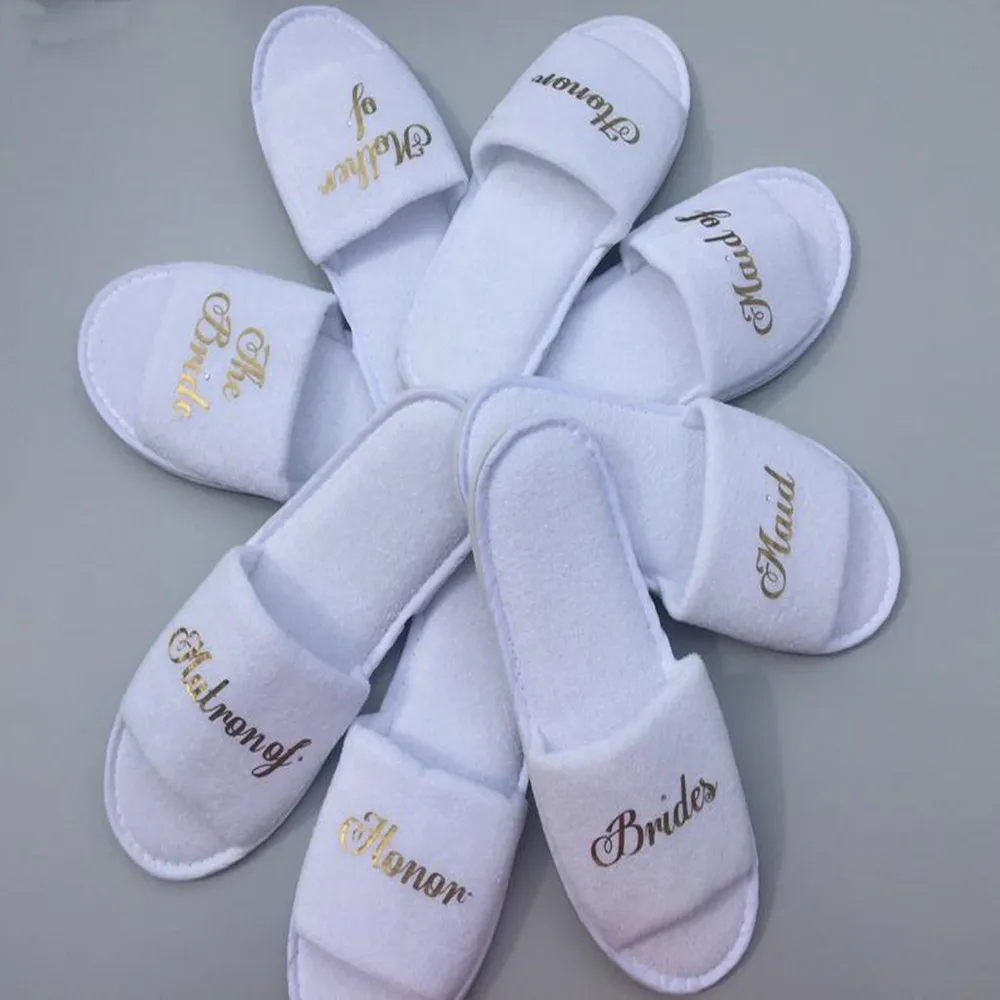 Personalised bride mother of the bride Bridesmaid slippers Hen party wedding Spa day slippers rose gold foil gold comfortably