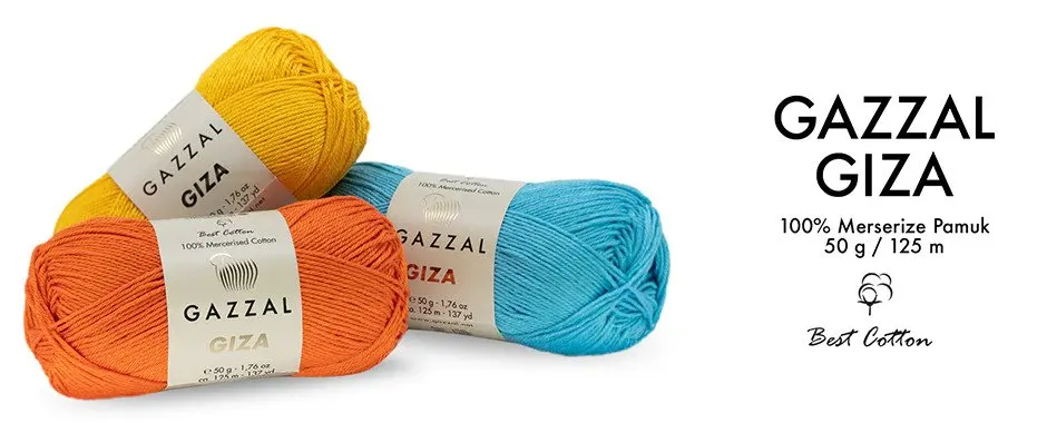 Gazzal Giza Ball Hand Knitting Yarn, 50 grams 125 meters, Thread Mercerized Cotton, Autumn / Winter Season, Amigurumi, Crochet, Clothes, Cardigan,