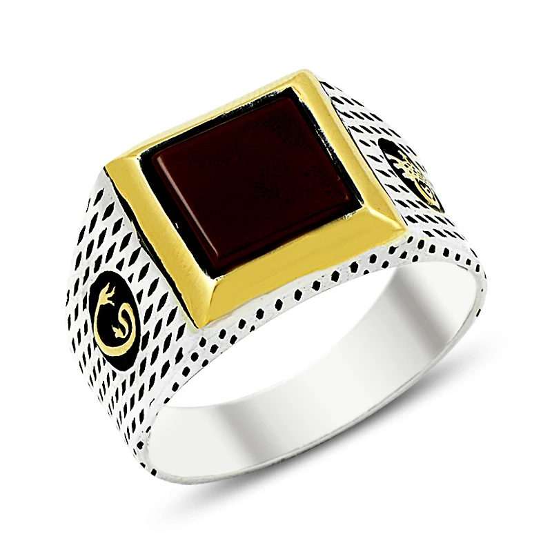 925 Silver Woah Letter Printed Traditional Rings for Men