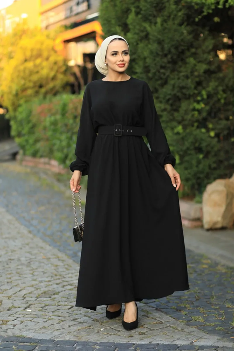 Muslim Women's Dress With Rubber Waist European Clothing Robe Women's Dresses Muslim Abaya turkish clothes Moroccan Kaftan Eid