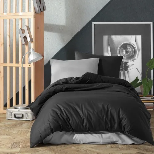 SIRMAK Black-Gray Cotton Ranforce Single Duvet Set 160 x 220 cm, Turkey from Fast Delivery