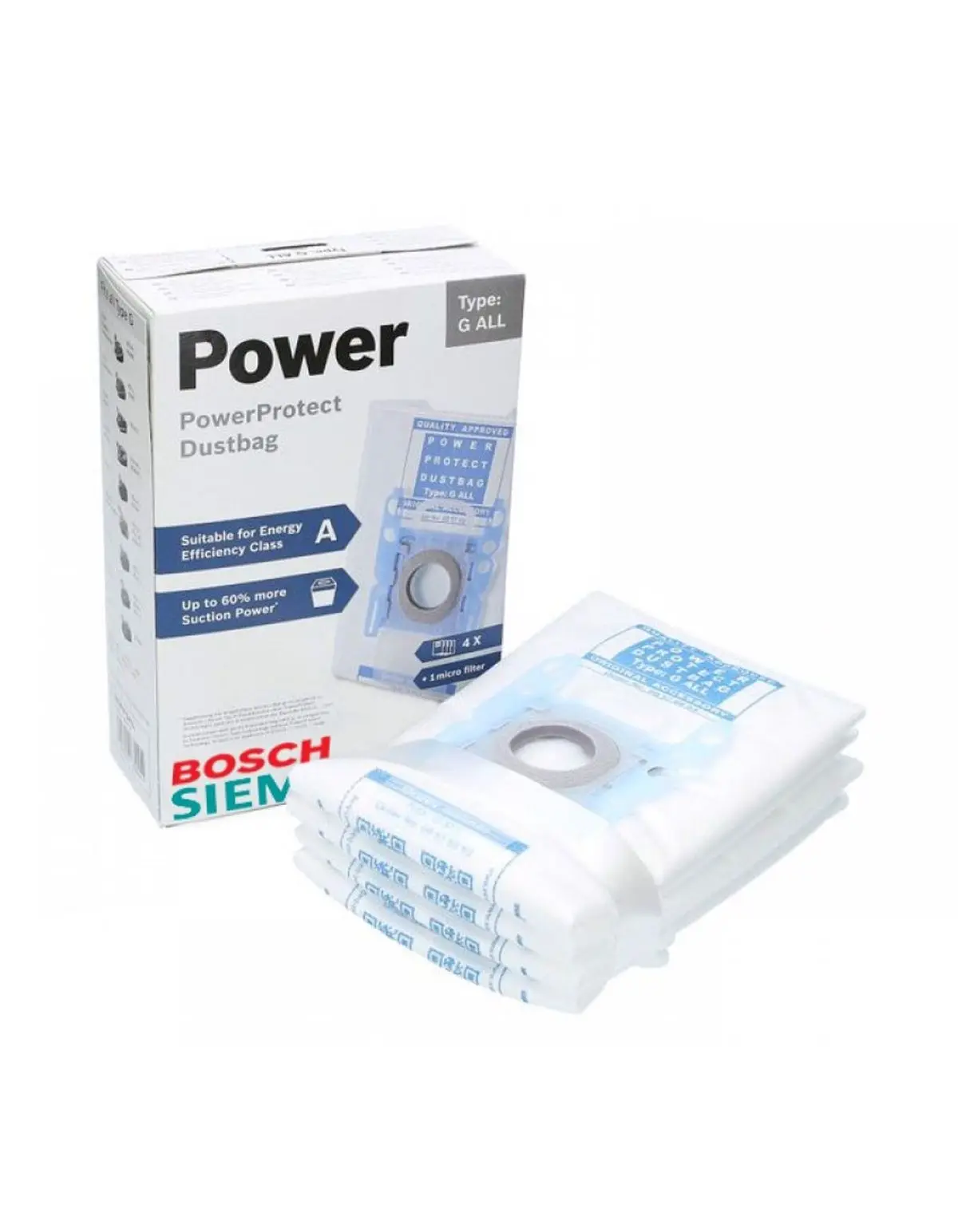 PowerProtect Dustbags Replacement Bosch ProSilence BGL8SIL59D Vacuum Cleaner - 4 Pieces - BBZ41FGALL