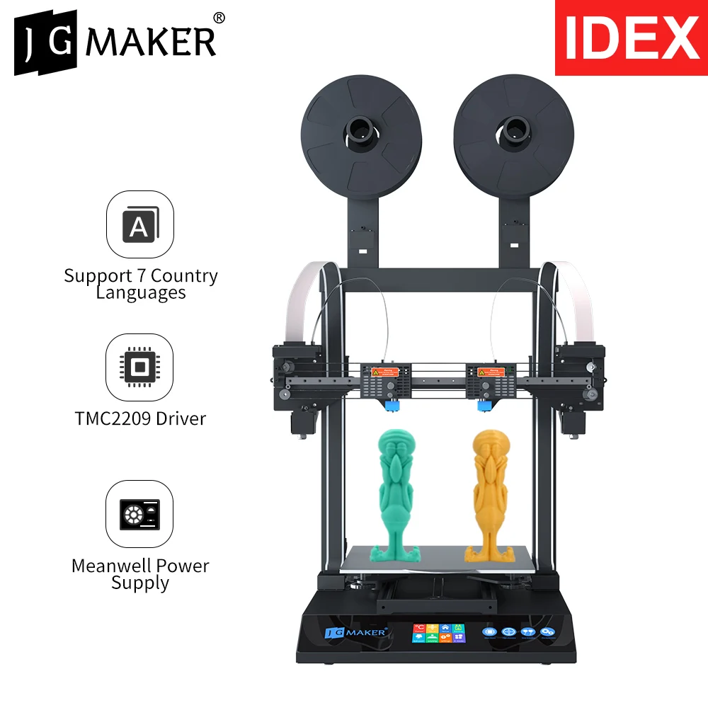 

JGMAKER Artist D Pro 3D Printer IDEX Dual Independent Extruder Direct Drive TMC2209 32bit Motherboard Print Volume 300*300*340mm