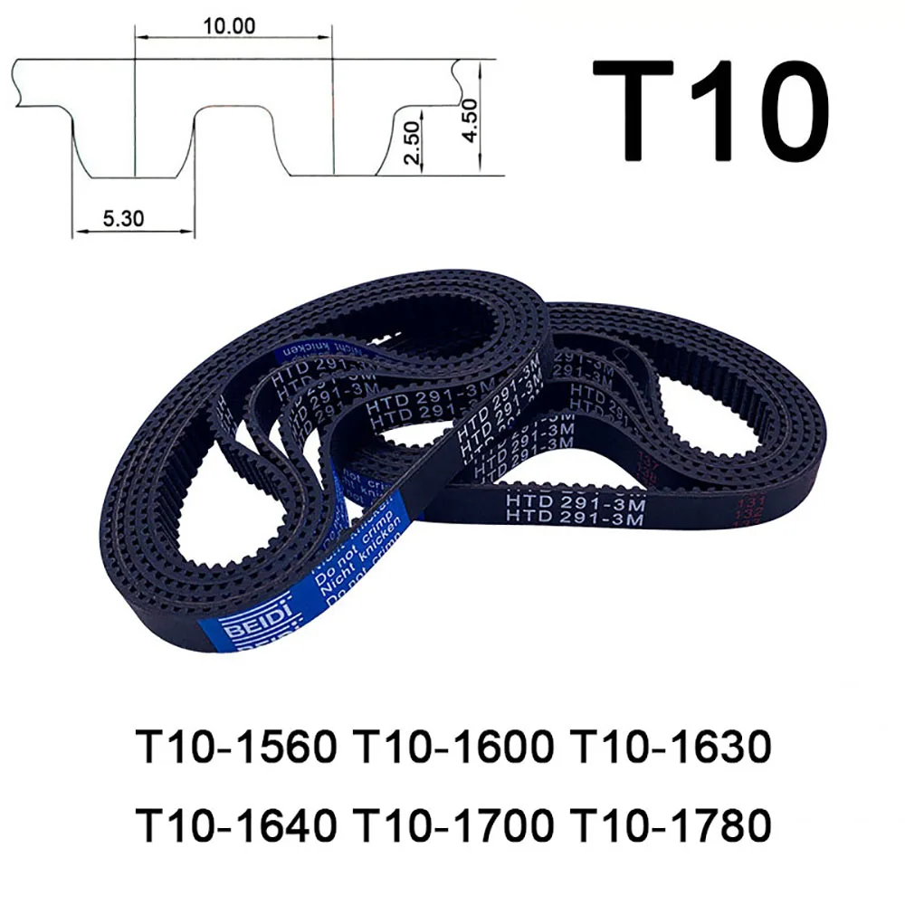 Width 15 20 25 30 40 50mm T10 Rubber Timing Belt Pitch Length 1560 1600 1630 1640 1700 1780mm