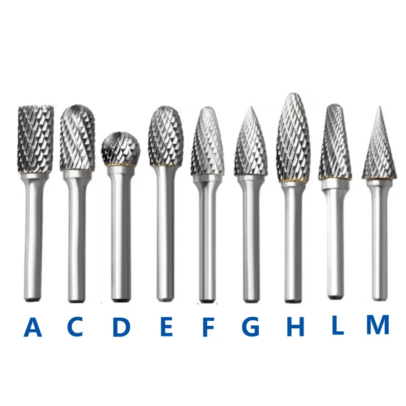 MOS 6mm Shank Tungsten Carbide Rotary Burr 1pc or Combined Set Double Cut Drill Bit Wood Grinding 6 x 12 mm Rotary Dremel Tools