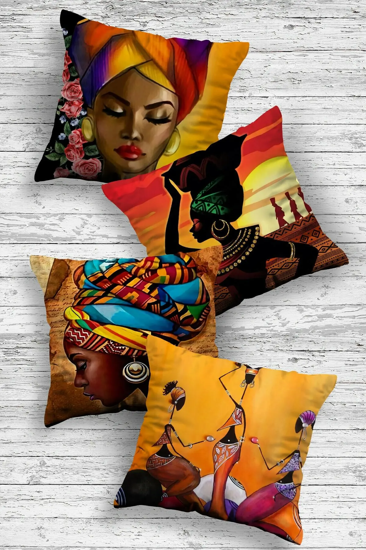 

Special Design Decorative 4-Combined Throw Pillow Cover African Pattern Sofa Pillow Cover Pillow Protector Cover