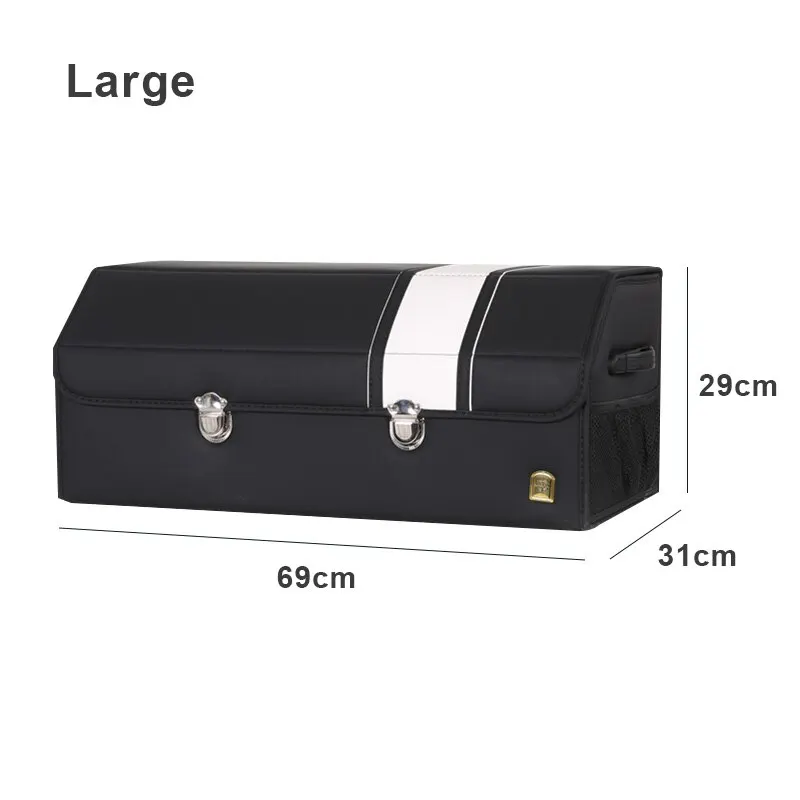 AUTOROWM Car Trunk Organizer Storage Box PU Leather Auto Organizers Bag Multipurpose Collapsible Car Trunk Box Coffee/Black