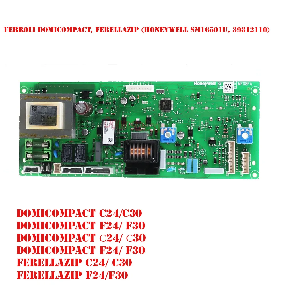 FERROLI เครื่องทำน้ำร้อนชนิดบอร์ดควบคุม MF08FA DIMS06-FE01 39812110หม้อไอน้ำ DOMICOMPACT F 24