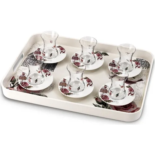 DOLBOVI Schafer 13 Piece Diva Fine Bone Tea Team Shf-390 6 PCs Cup 6 PCs cup holder 1 tray teaware cup tea handmade bowl beautiful mugs turkish tea set vintage Saucer creative Latte Cup free shipping products service c