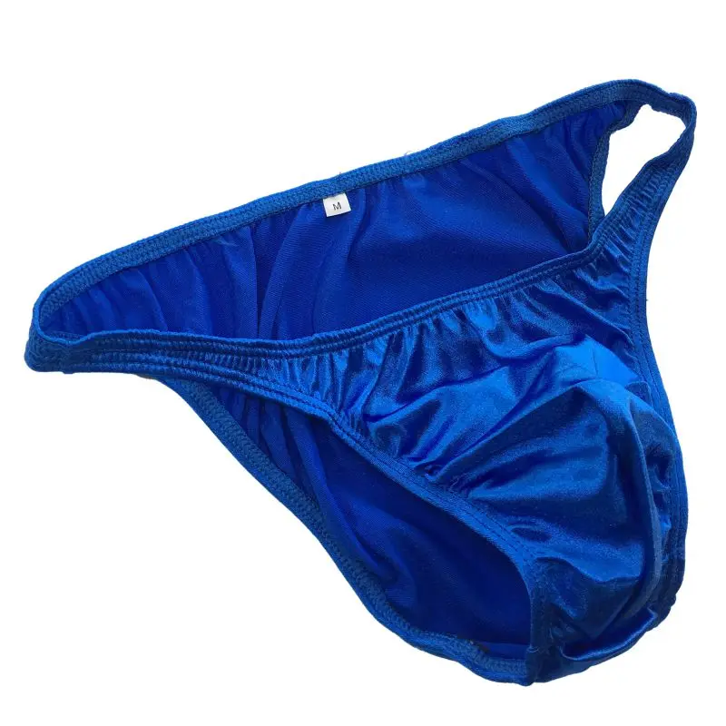 Mens G377Y String Bikini Posing Tanga Front Pouch Moderate Back Shiny Satin Knit mens underwear