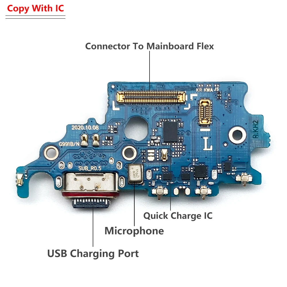 Parti del connettore del cavo flessibile della scheda della porta di ricarica USB per il modulo microfono Samsung S21 G991B