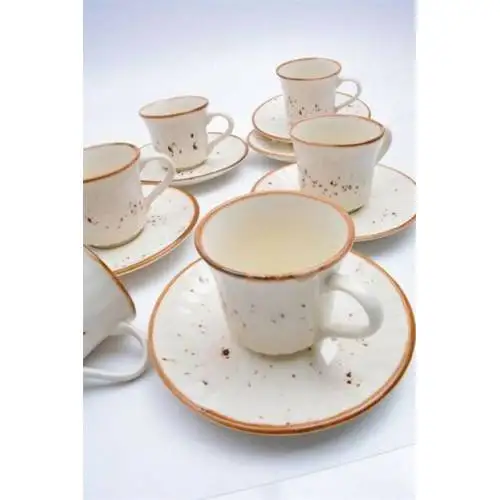 DOLBOVI Acar Seda Porcelain Cream Coffee Cup Set Cream Color 12 Piece 6 Person teaware cup tea handmade bowl beautiful mugs turkish tea set vintage Saucer creative Latte Cup free shipping products service coffee Weight