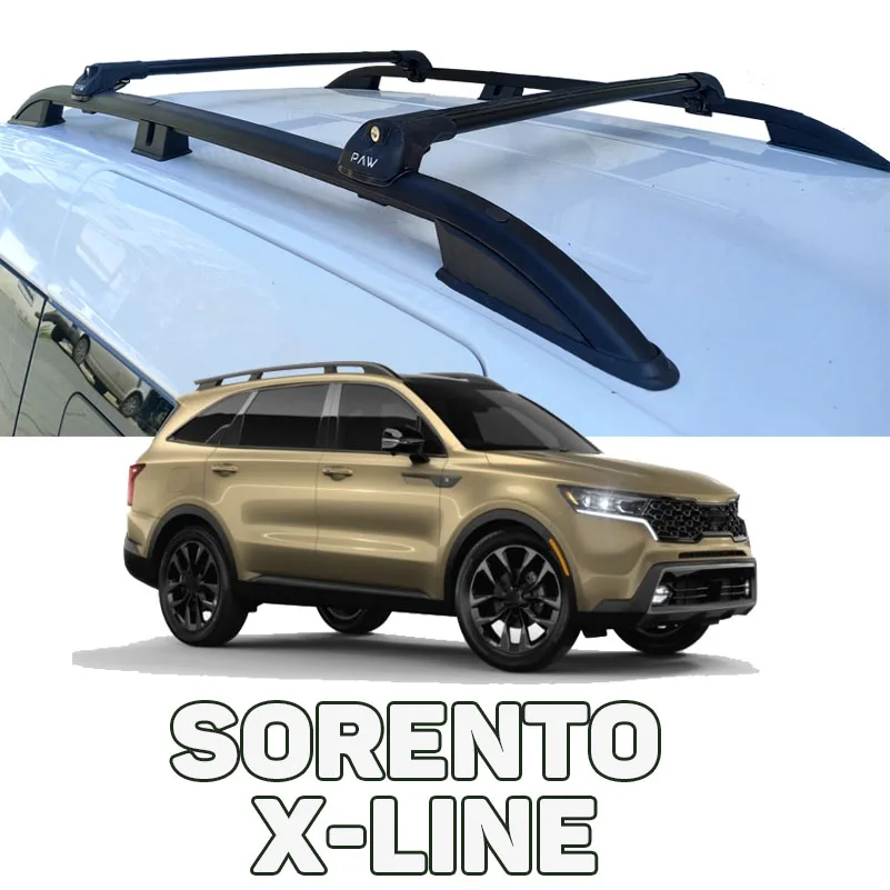 For Kia Sorento X-Line Raised Rail Roof Rack Cross Bars 2021