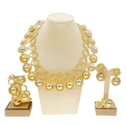 2022 Fashion Brazil Gold Plated Jewelry Set Exquisite Handmade Woman Big Necklace Party Accessories H20007