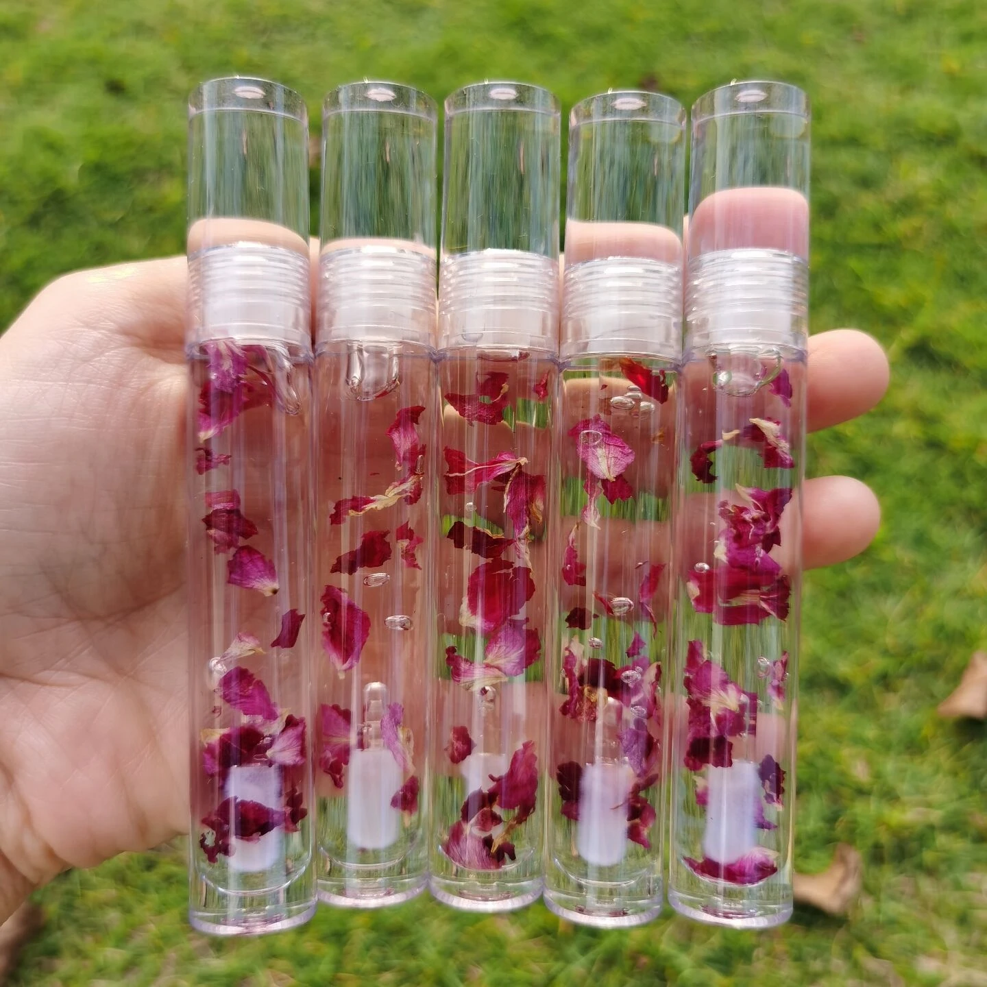 New Trending Private Label Vendor Clear Pink Tube Custom 24K Gold Plumping Vegan Moisturizing  Wholesale Rose Lip Gloss