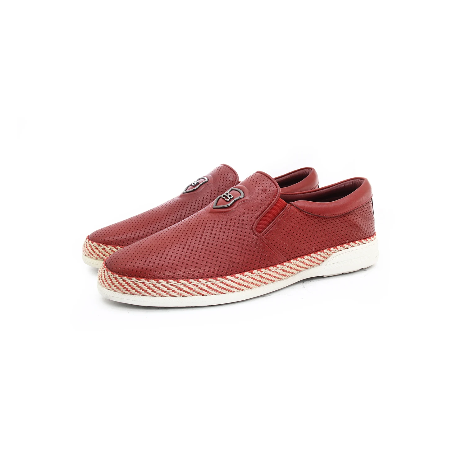 

SHENBIN's Handmade Breathable Espadrilles with Woven Straw Matting, Red and Olive, Shenbins Exclusive Loafers, Men's Casual Shoe