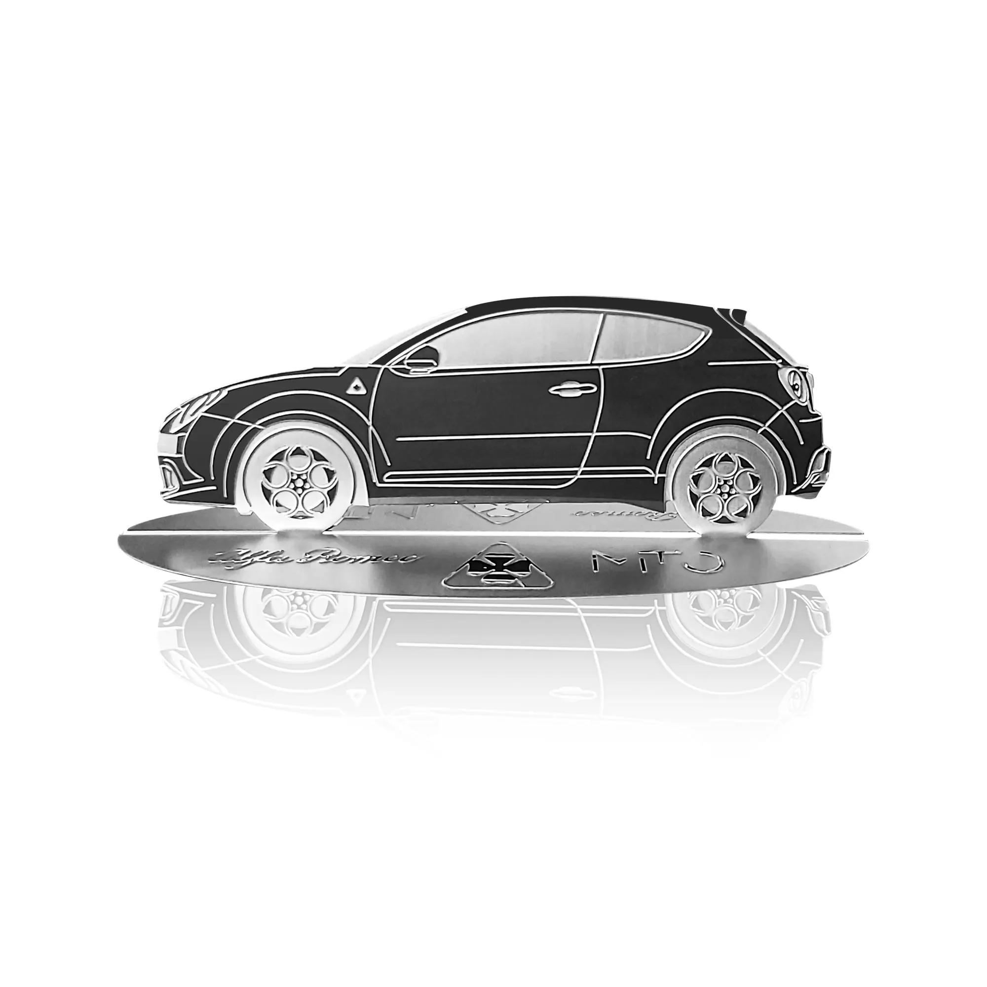 Diecast model shape engraved car Alfa Romeo Mito stainless steel