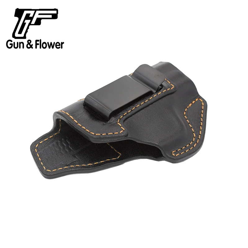 Gunflower IWB Leather Gun Holsters Concealed Carry Pistol Bags Brown/Black Stitch with  Belt Clip for M&P Shield