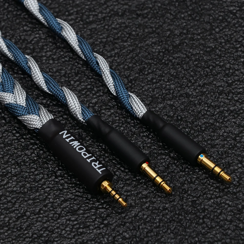 Tripowin GranVia 26AWG 36 Stränge x 4 Core Handgemachte Kopfhörer Ersatz Kabel für HD650 HD580 HD800 HIFIMAN ANANDA Grau – Detail 2
