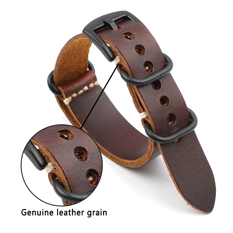 long Strap Leather 18mm 20mm 22mm 24mm Dark Brown Black Blue Green Watch Band Leather Straps Strap Clock Replacement