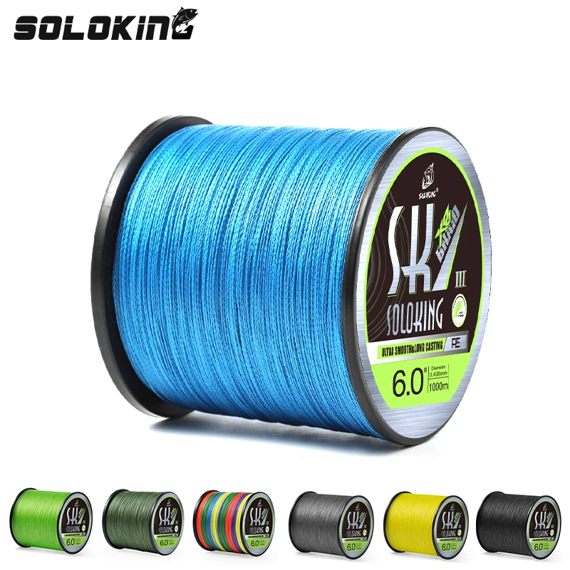 SOLOKING PE Fishing Line 1000M 8 Strands Braided PE Line 18-100LB Super Strong Power For Carp Bass Trout Line Multifilament Line